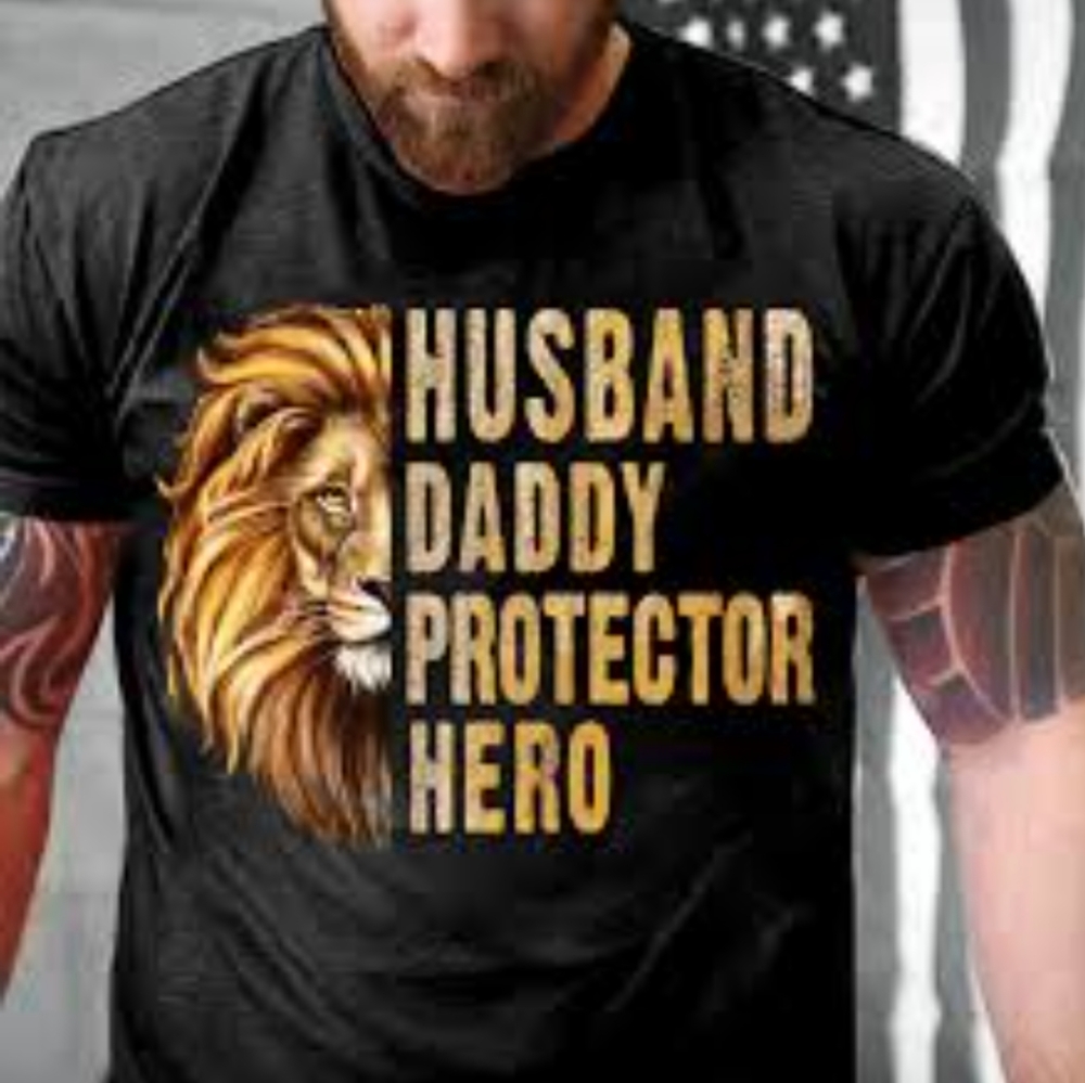 Gildan Husband, Daddy, Protector, Hero T-Shirt, Size Large